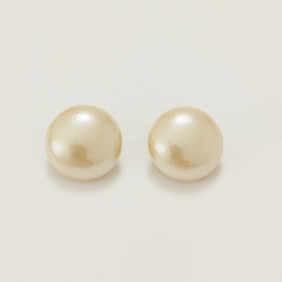 PEARL CLIP Earrings Vintage Dome 1950 Retro Lusterous Gorgeous Retro Antique - Picture 4 of 10